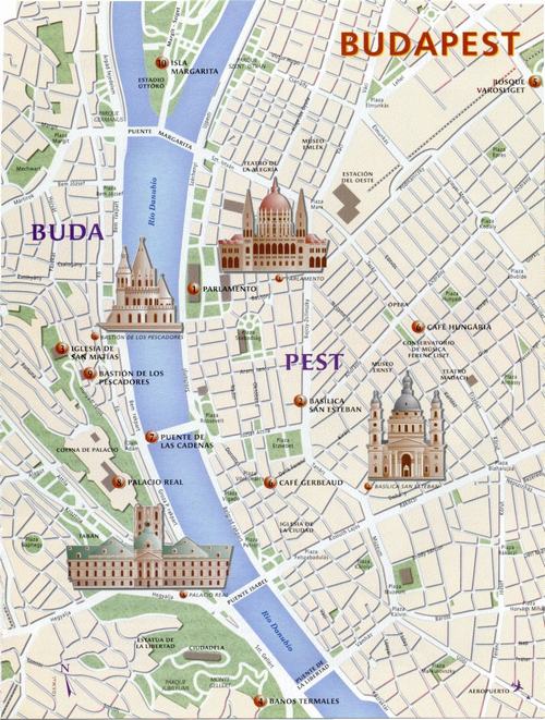 mapa de la ciudad de Budapest en 4 días