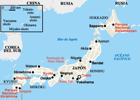 mapa de viaje a Japón por libre