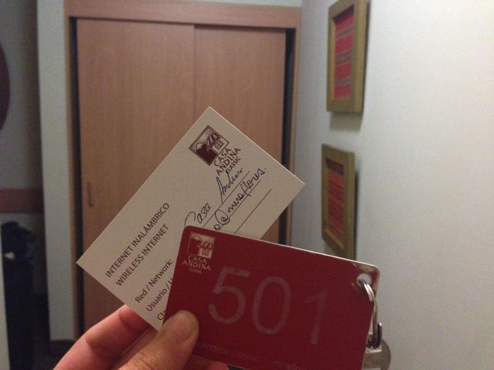Nuestra llave para la habitación del hotel de Miraflores