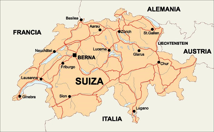 Mapa de Suiza