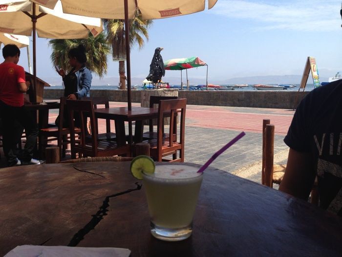 Tomando un pisco en Paracas
