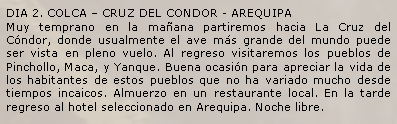 Resumen del Tour de 2 días por el Valle del Colca