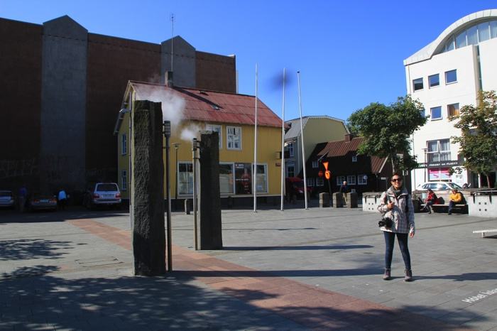 Plaza de las fumarolas en Reikiavik