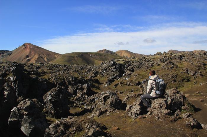 Empezando el sendero de la colada de lava en Landmannalaugar