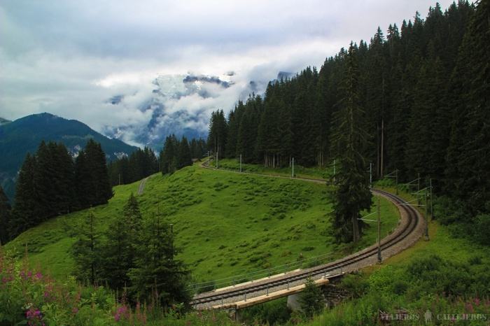 Vías del tren de Murren a Lauterbrunnen