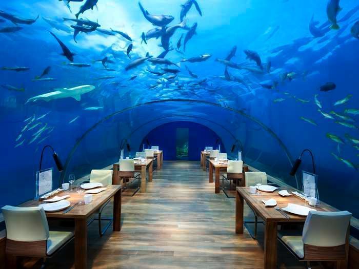 Restaurante bajo el agua del Conrad Rangali Island Resort