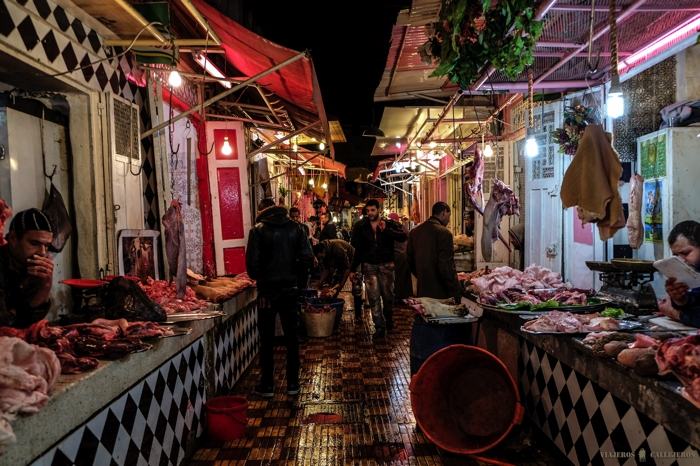 Puestos de carne en la Medina de Meknès