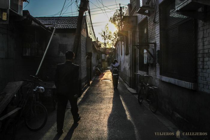 Atardecer en un hutong de Pekín