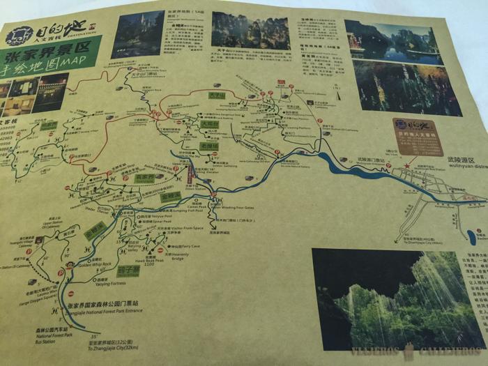 Mapa Parque Nacional de Zhanjiajie
