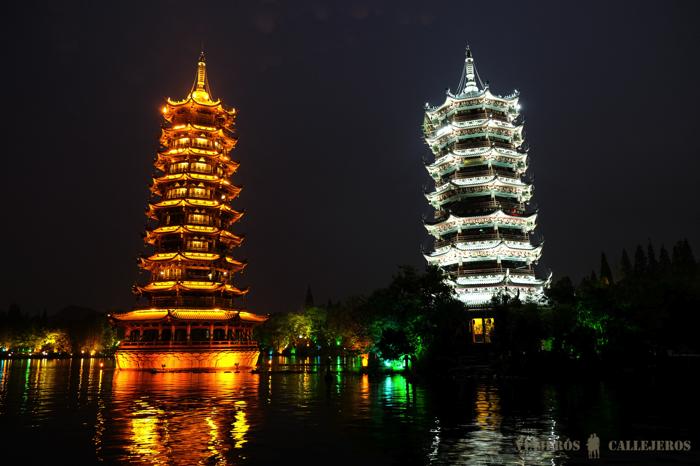 Pagodas del Sol y la Luna en Guilin
