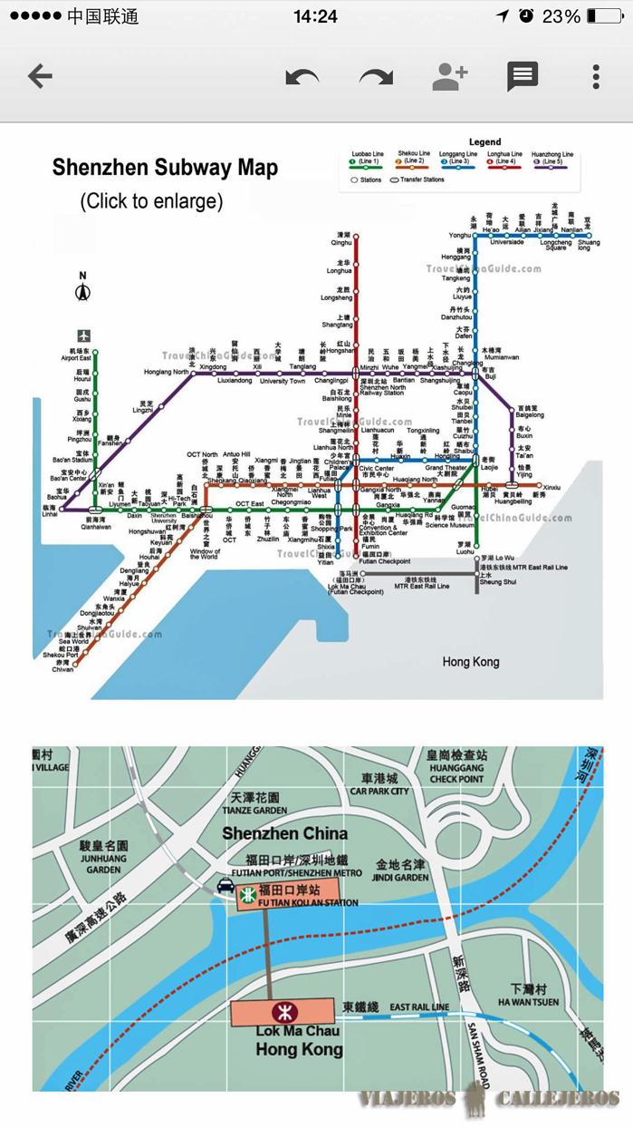 Metro de Shenzhen y localización de las paradas de metro