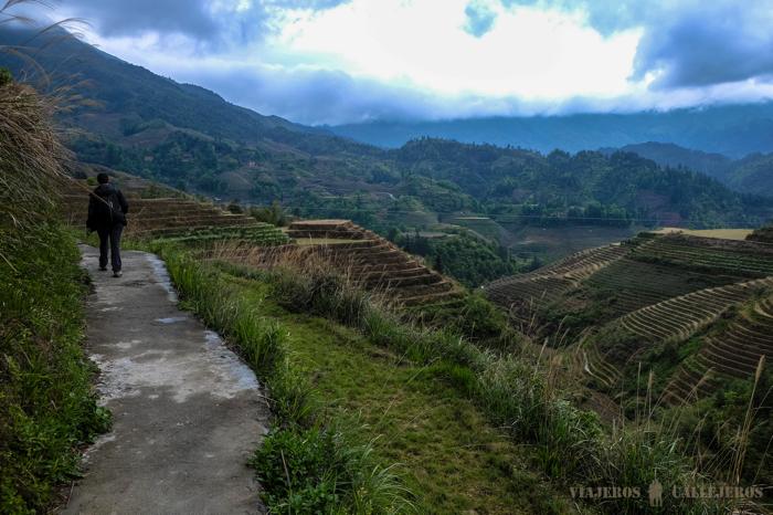 Caminando entre las Terrazas de arroz de Longshen