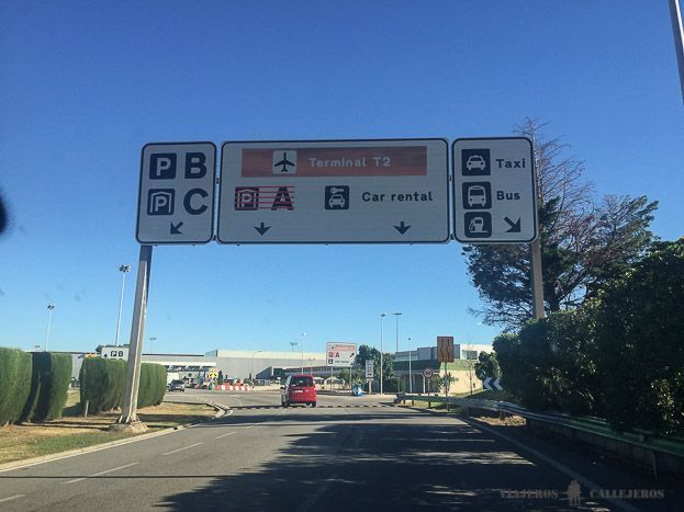 Llegando a la T2 en Barcelona
