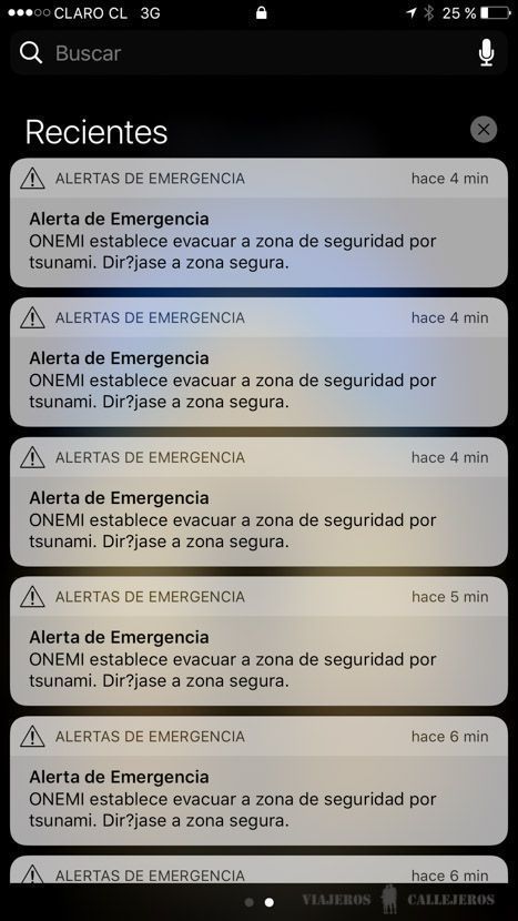 Mensajes de evacuación por alerta de tsunami
