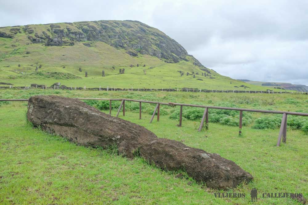 Moái frente a Rano Raraku