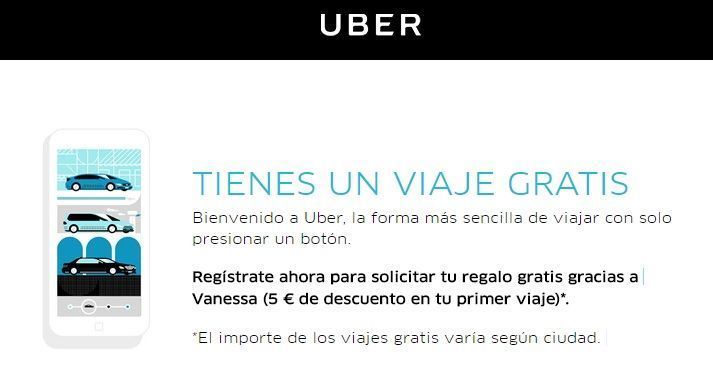 5 euros de descuento en tu primer viaje con Uber