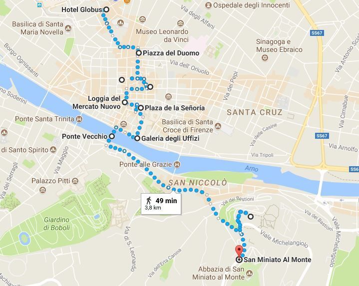 Mapa de Florencia en 1 día