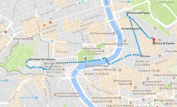 Ruta del tercer día del Roma en cuatro días