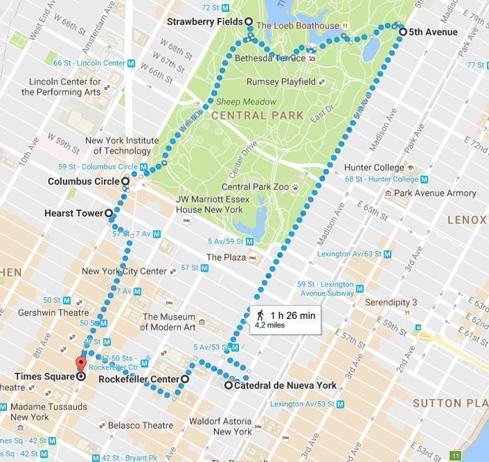 Mapa del primer día en Nueva York
