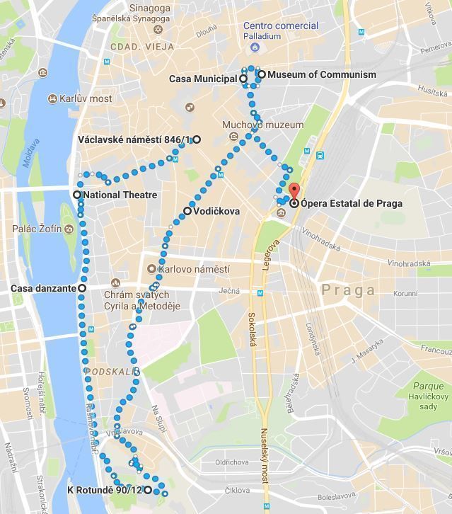 Mapa de la ruta por Praga en 3 días