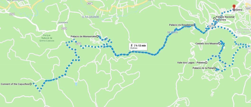 Mapa de Sintra en el Lisboa en 3 días