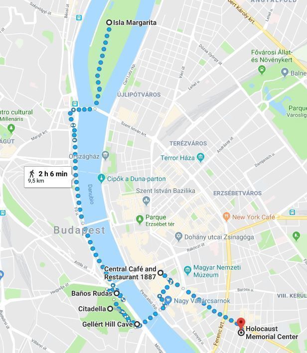 Mapa del Budapest en tres días