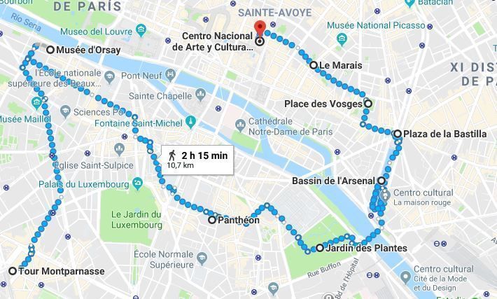 Mapa del tercer día del París en 3 días