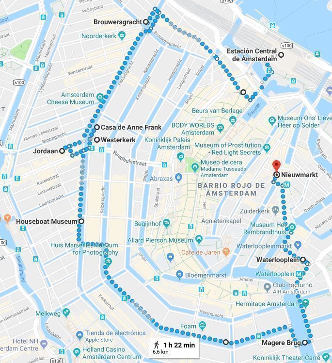  Mapa del segundo día del Ámsterdam en dos días