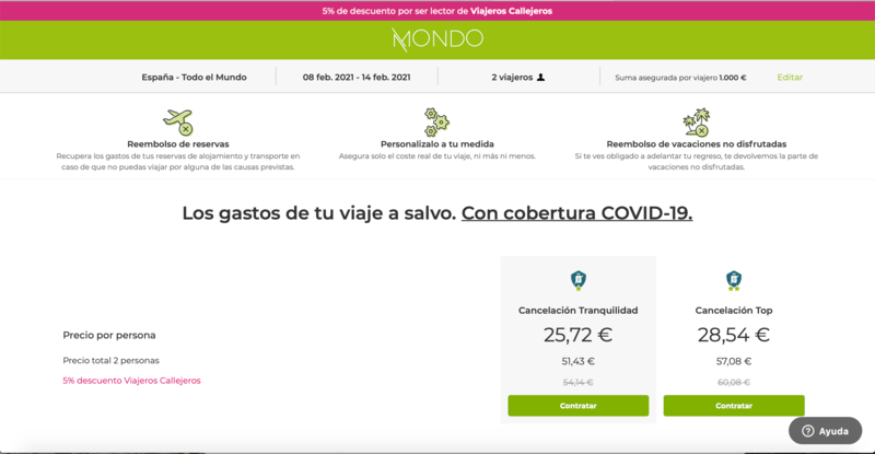 Precio seguro de cancelación