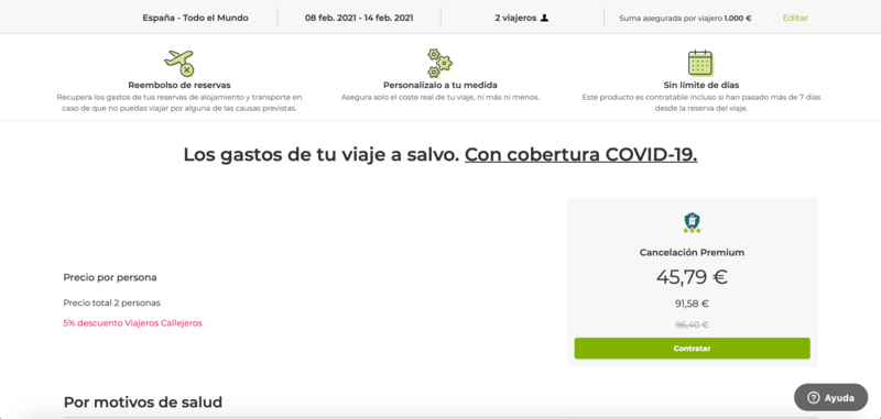 Precio del seguro cancelación