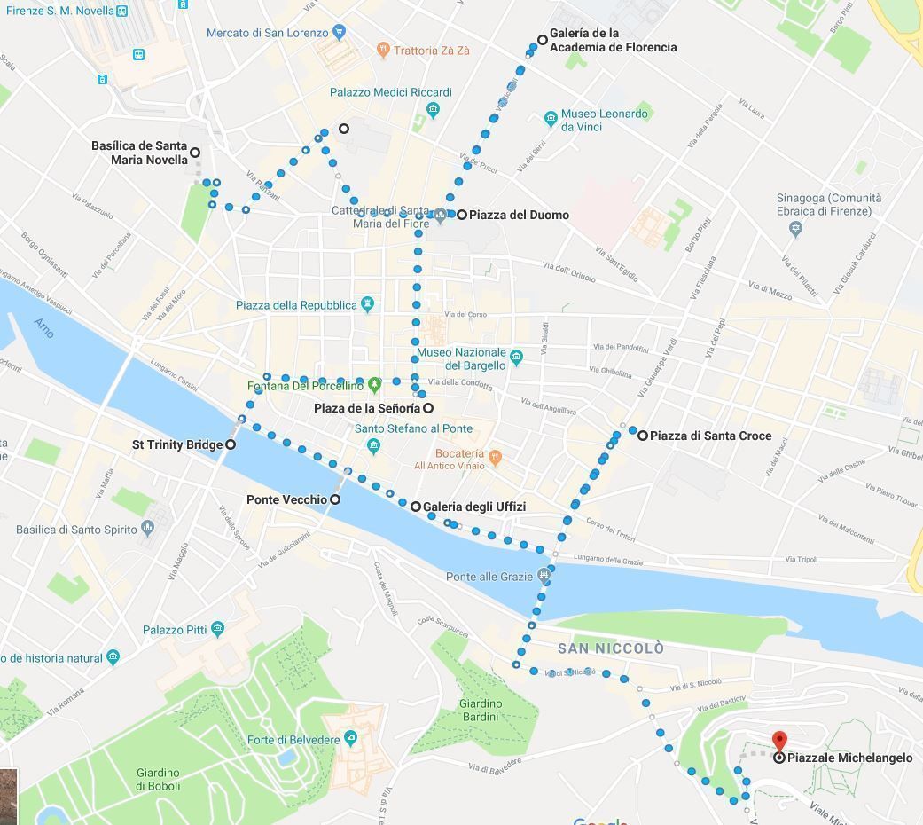 Mapa de Florencia en un día