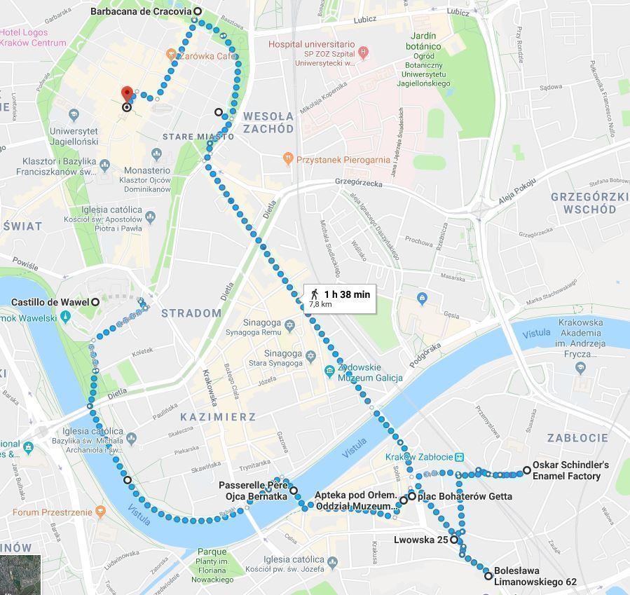 Mapa del tercer día en Cracovia
