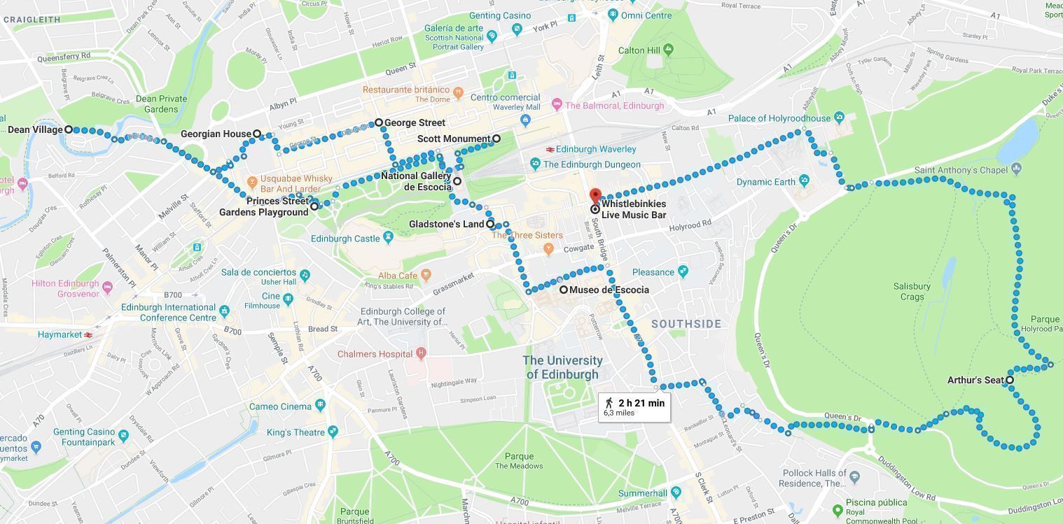 Mapa del segundo día del Edimburgo en tres días