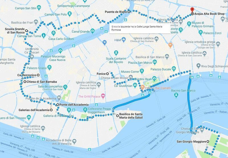 Mapa del segundo día en Venecia