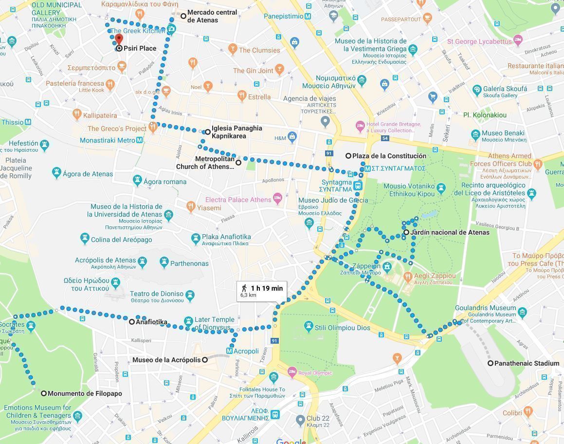 Mapa del Atenas en 2 días