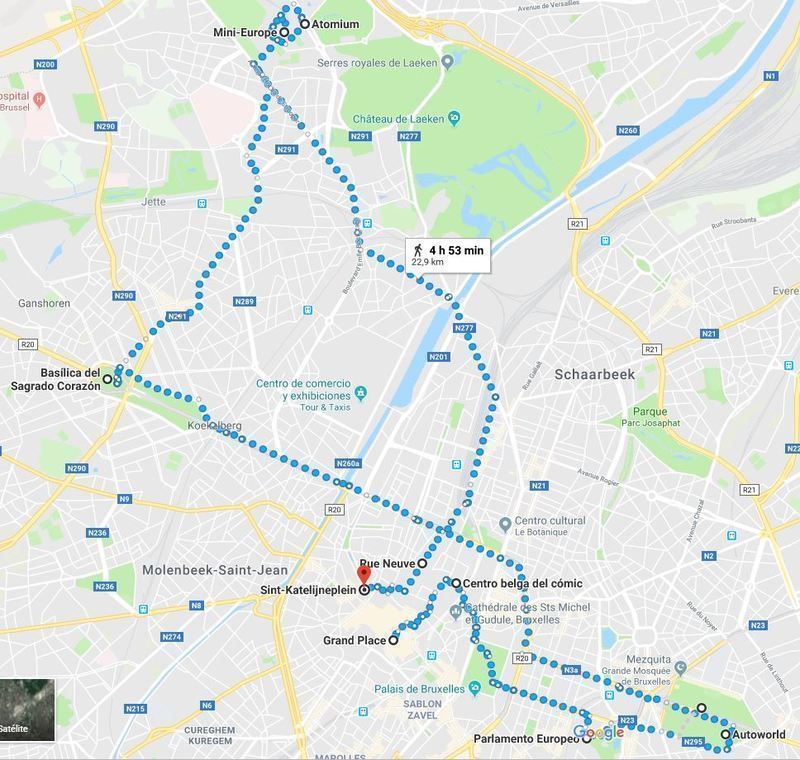 Mapa del segundo día del Bruselas en 2 días