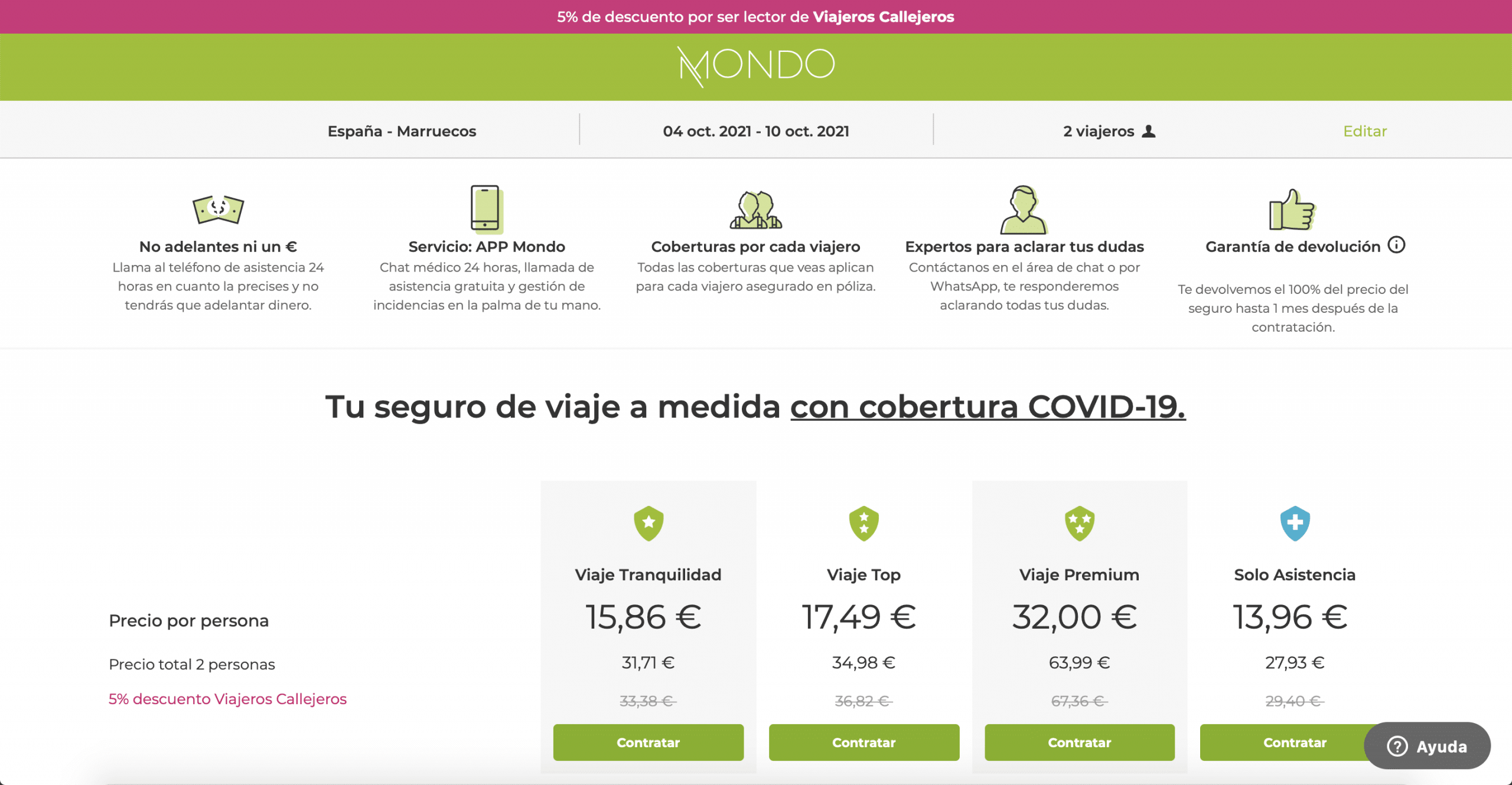Precio seguro para Marruecos