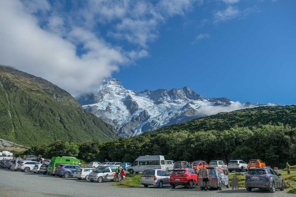 Parking Kea Point Track y Hooker Valley Track