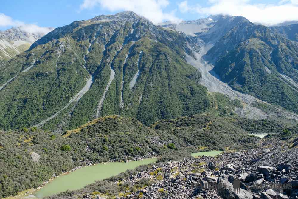Lagos Azules en el Tasman Tasman Glacier View Track
