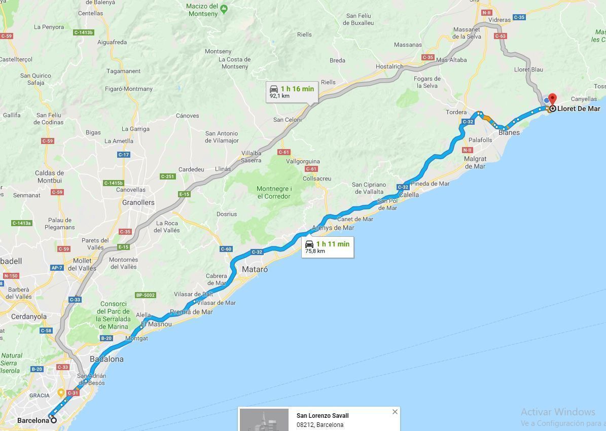 Como llegar a Lloret de Mar en coche