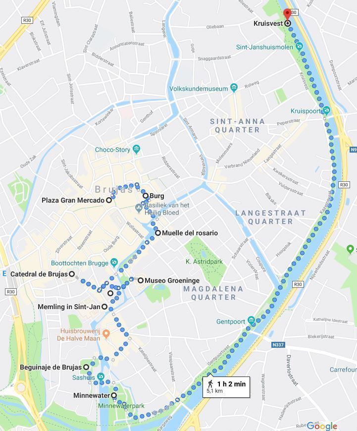 Mapa del Brujas en un día