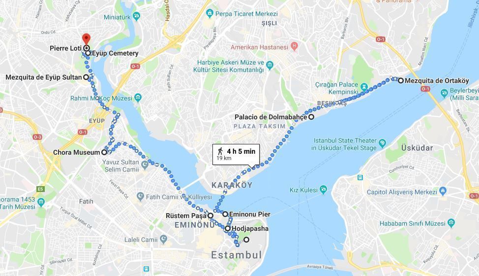 Mapa del tercer día en Estambul