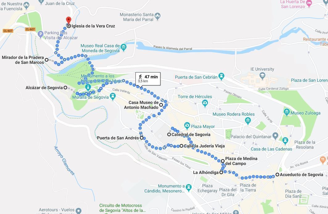 Mapa de Segovia en un día