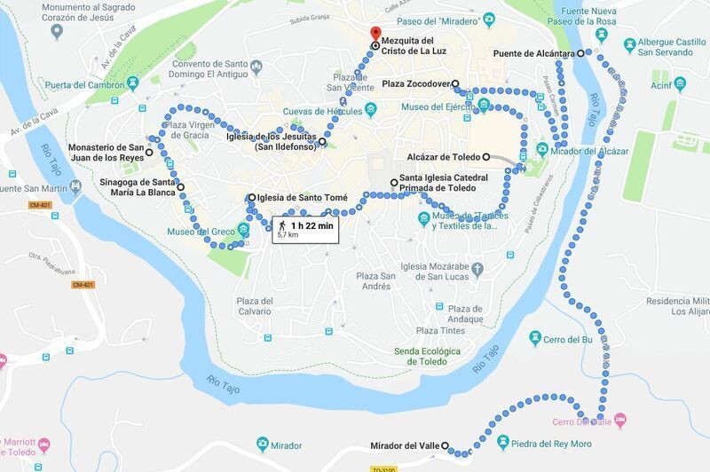 Mapa de Toledo en un día