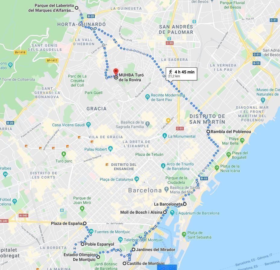 Mapa del tercer día en Barcelona