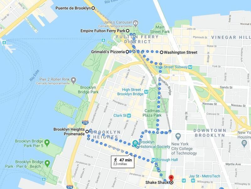 Mapa del segundo día en Nueva York