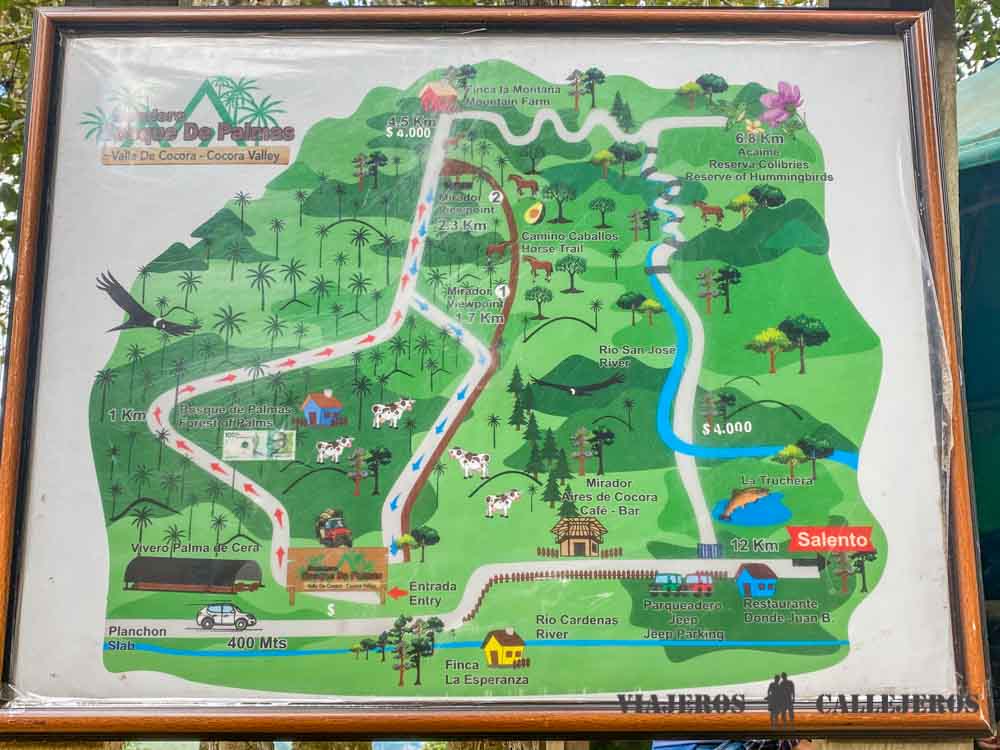 Mapa del Trekking por el Valle de Cocora