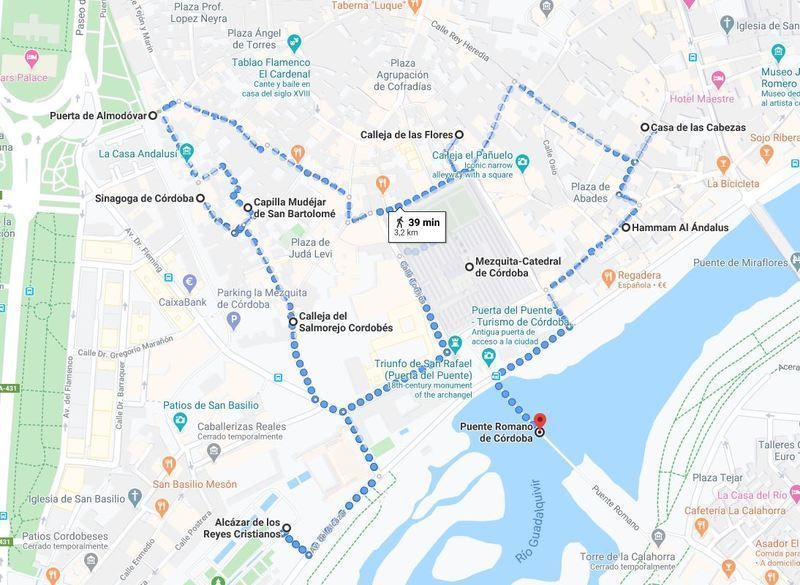 Mapa del primer día en Córdoba