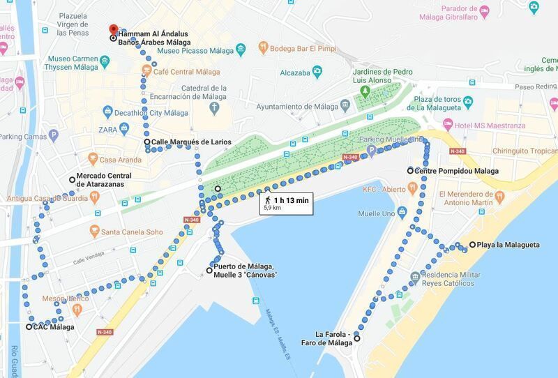 Mapa del segundo día del Málaga en 2 días