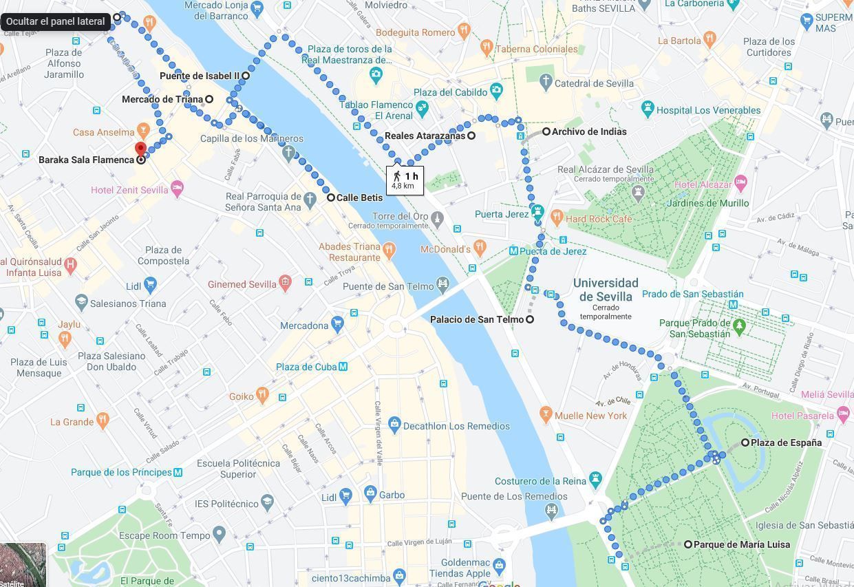 Mapa del segundo día del Sevilla en 4 días